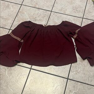 ICON Burgundy Crop off shoulder  Blouse S